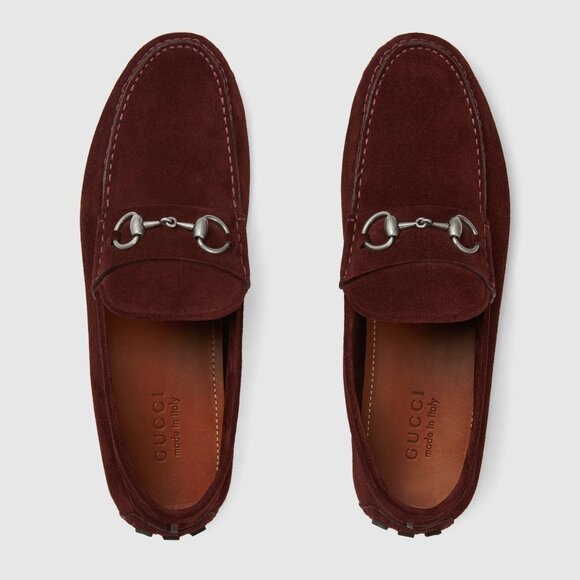 GUCCI SHOES MENS DRIVER BURGUNDY SUEDE w HORSEBIT PEBBLE SOLE sz 7.5 8 US main image 10